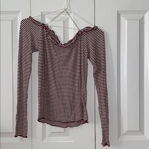 Striped off the shoulder long sleeve